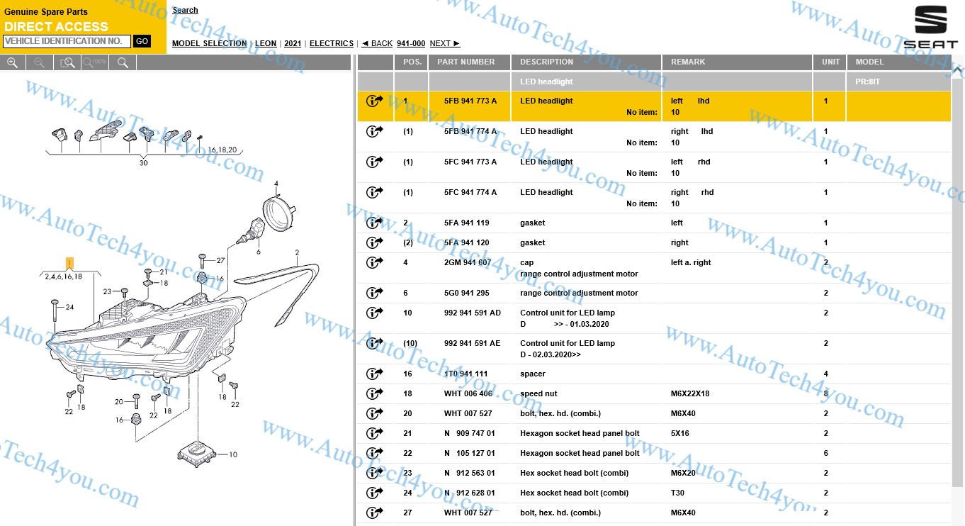 برامج مجموعة فولكس فاجن لقطع الغيار 