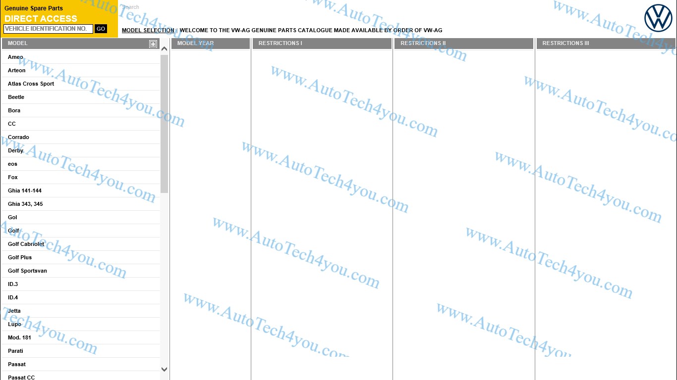 برنامج قطع غيار  فولكس فاجن 