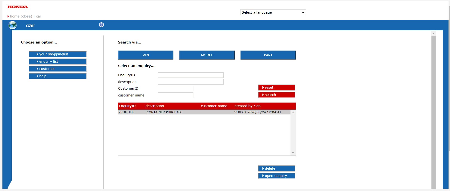 Honda EPC Online Parts Catalog